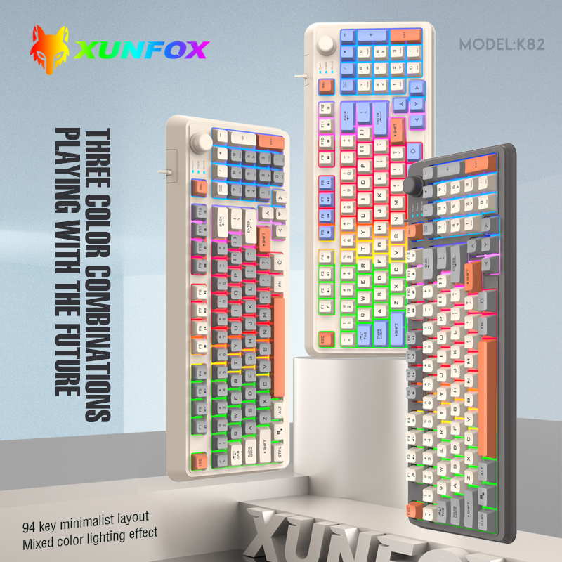 Xuanyinhu K82 gaming mechanical keyboard three-color luminous mechanical feel desktop computer accessories