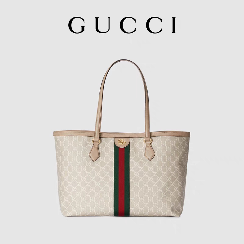 Adjustable Branded Shoulder Bag Medium Gucci Ophidia Tote White For Woman - Luxury Bags - 1