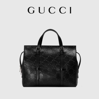 Black Branded Mens Bag GG Embossed Leather Tote for Women