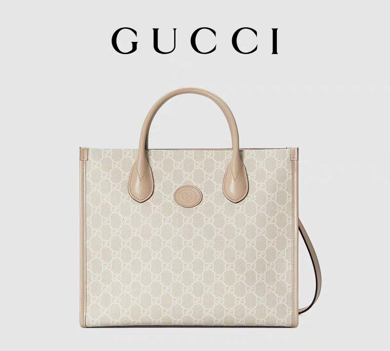 Small Supreme Gucci Canvas Shoulder Bag Tote With Interlocking G