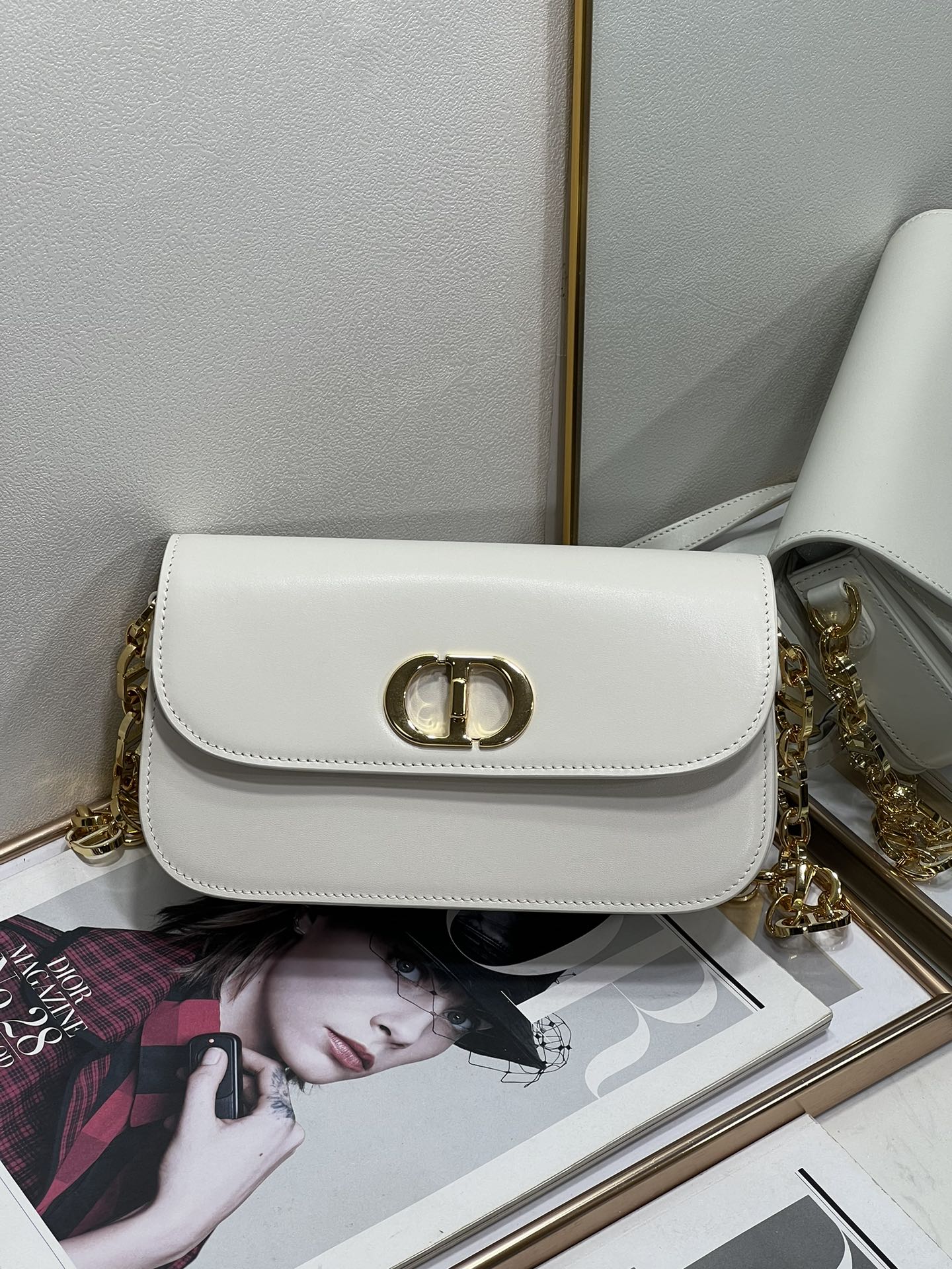 Ladies Dior Micro Montaigne 30 Bag White Leather Custom - Mini Designer Purses - 2