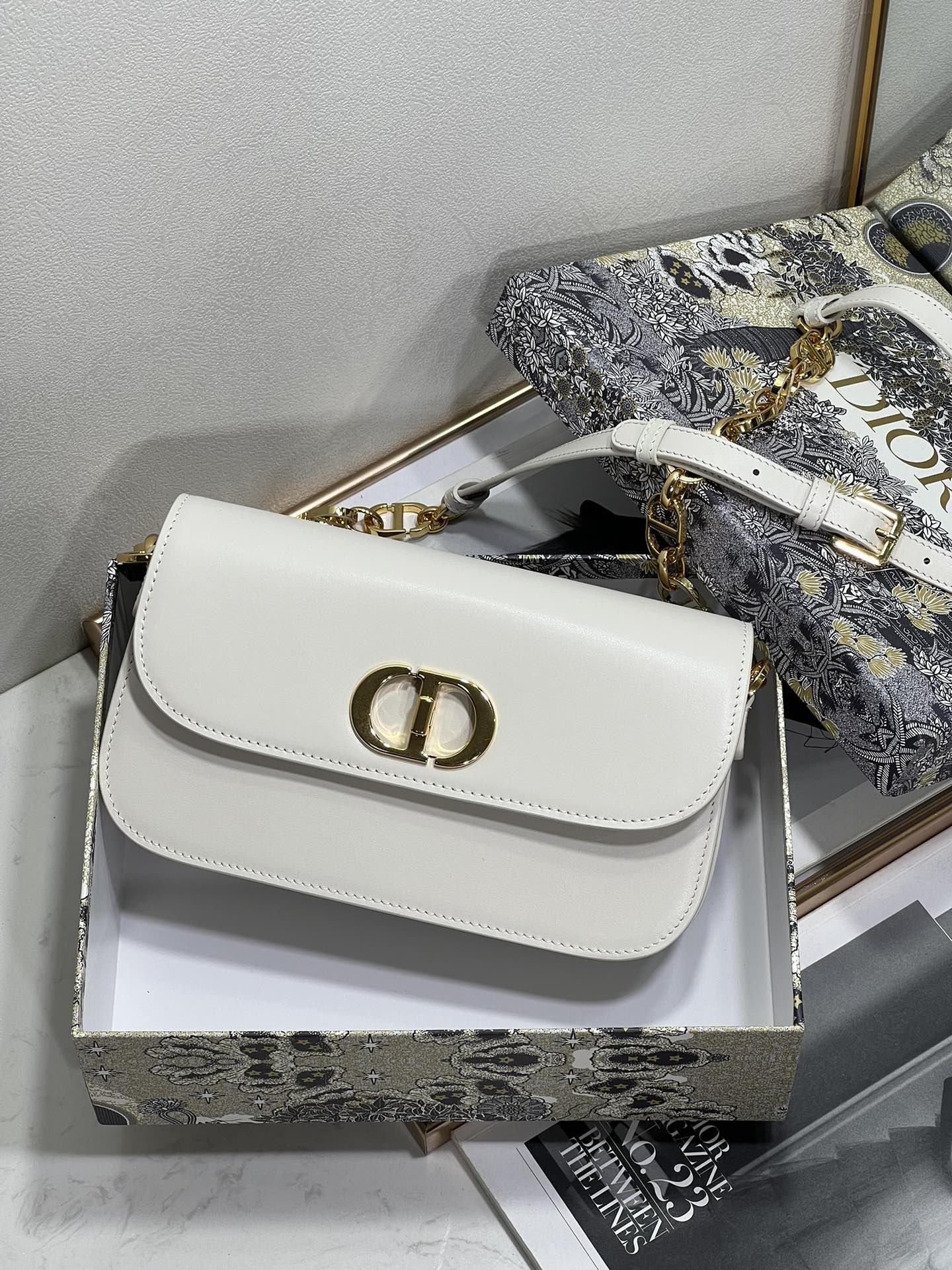 Ladies Dior Micro Montaigne 30 Bag White Leather Custom - Mini Designer Purses - 3