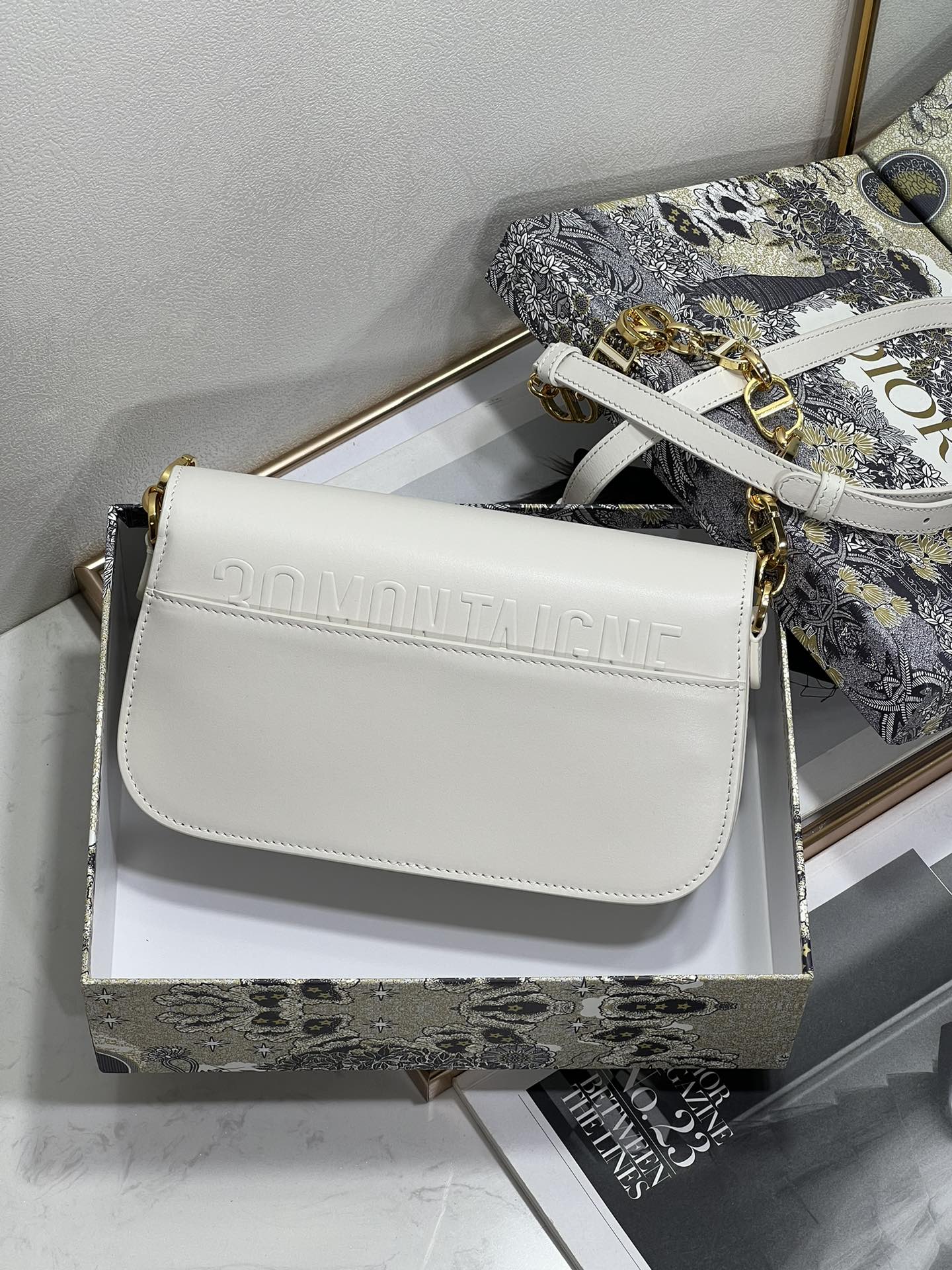 Ladies Dior Micro Montaigne 30 Bag White Leather Custom - Mini Designer Purses - 4