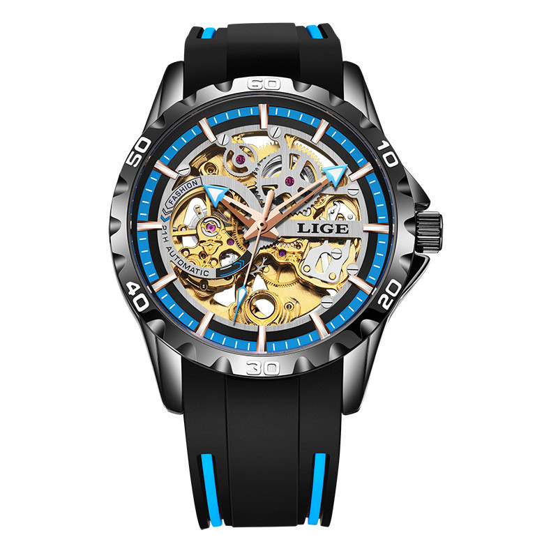 Lige/lige New Style Hollow Automatic Mechanical Men's Watch Multifunctional Waterproof Sports Watch - Luxury Watches - 8