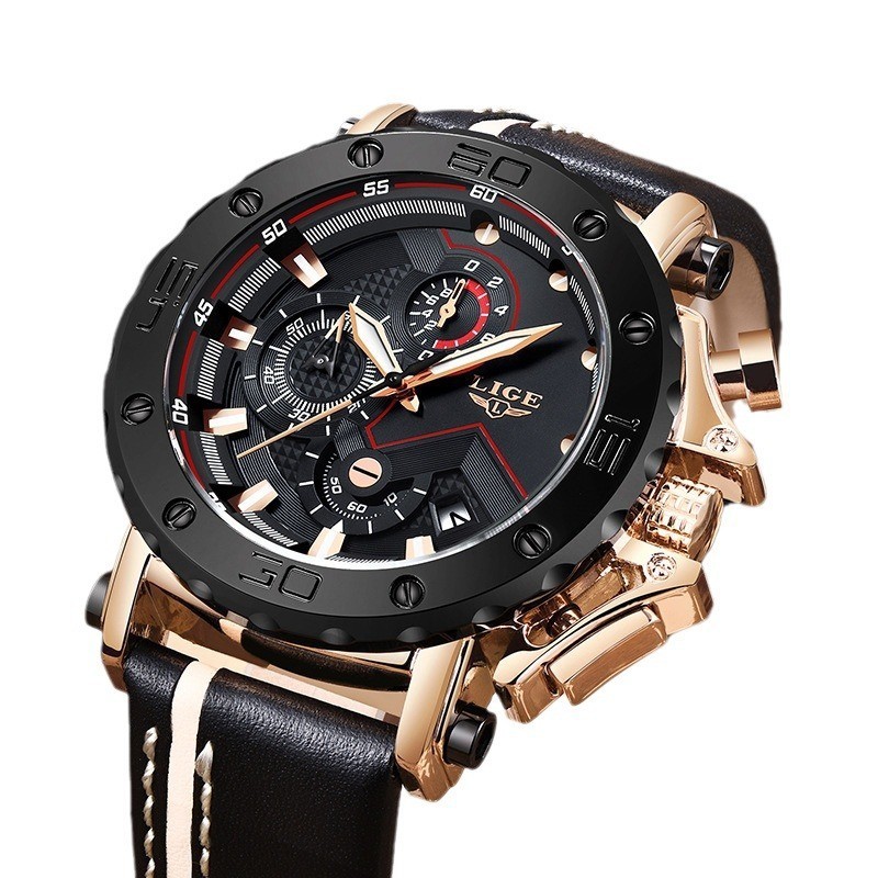 Lige LIGE Cross-Border Exclusive Supply Quartz Watch Calendar Multi-Function Waterproof Watch Chro - Luxury Watches - 6