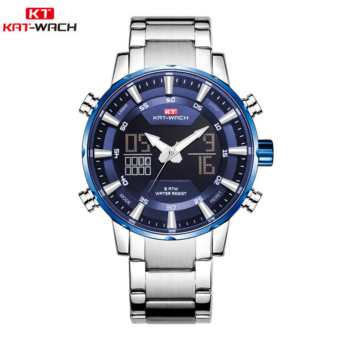 Kat-wach New Product Alloy Large watch Trendy Personality Fashion Men's watch watch Dual Display Steel Band Men's watch