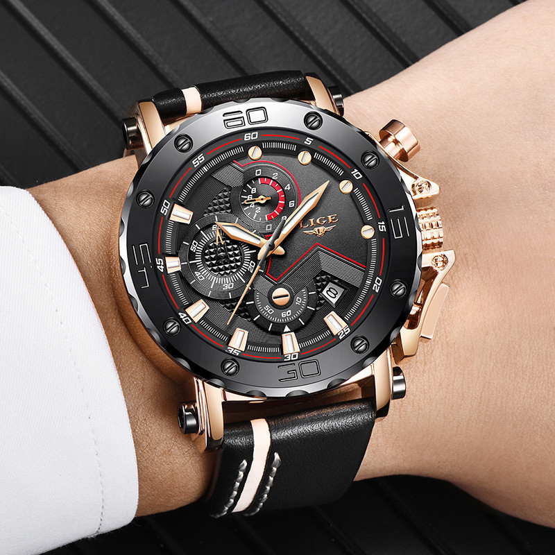 Lige LIGE Cross-Border Exclusive Supply Quartz Watch Calendar Multi-Function Waterproof Watch Chro - Luxury Watches - 2