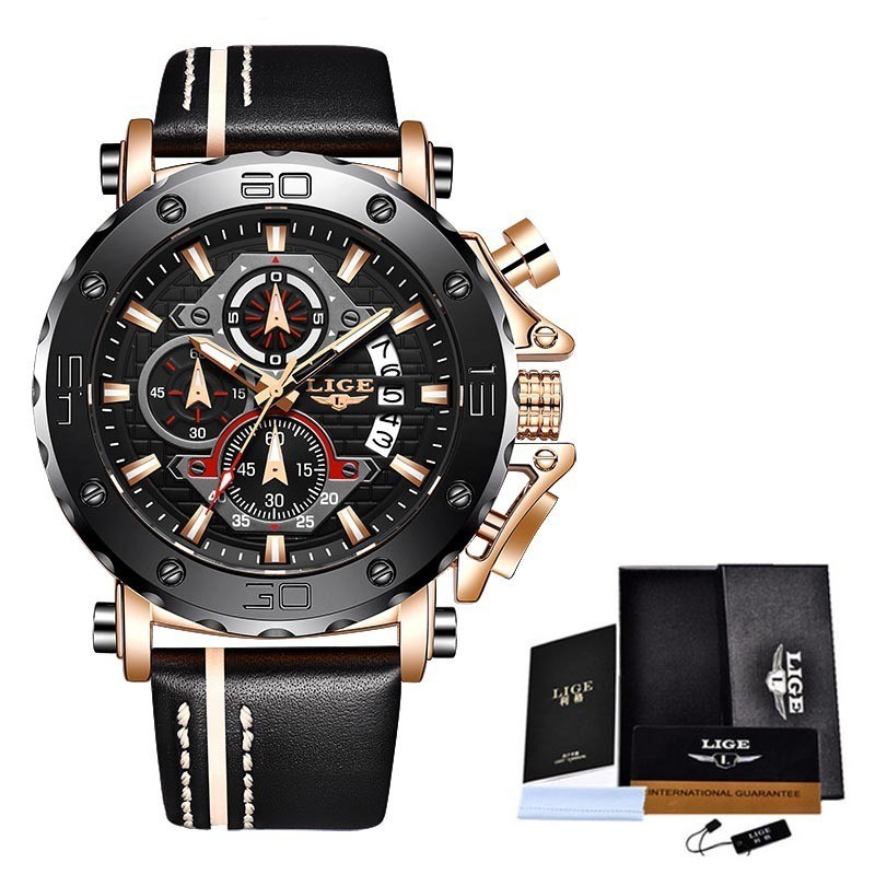 New Style LIGE/LIGE 9996 Multifunctional Waterproof High-End Fashion Classic Domineering Quartz Men's Watch - Luxury Watches - 7