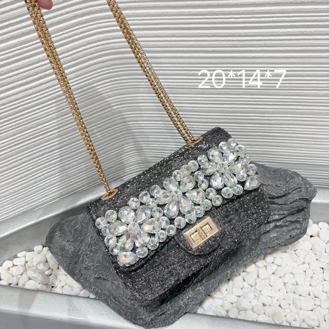 Crystal Flower Denim Bag Women Handbags Jean Shoulder Bags Mini Cute Tote Bag Crossbody Bag - Luxury Bags - 5